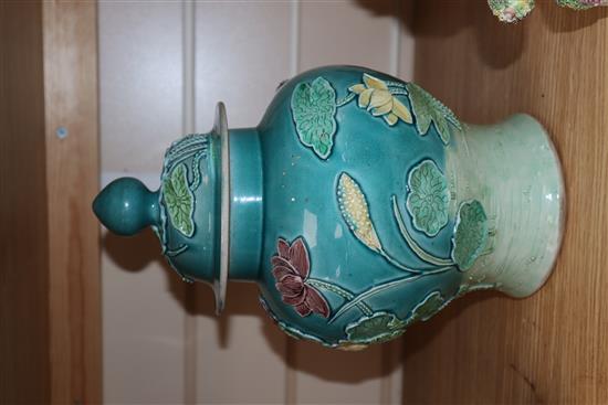 A Chinese moulded porcelain vase and cover, early 20th century, Wang Binrong mark height 27.5cm